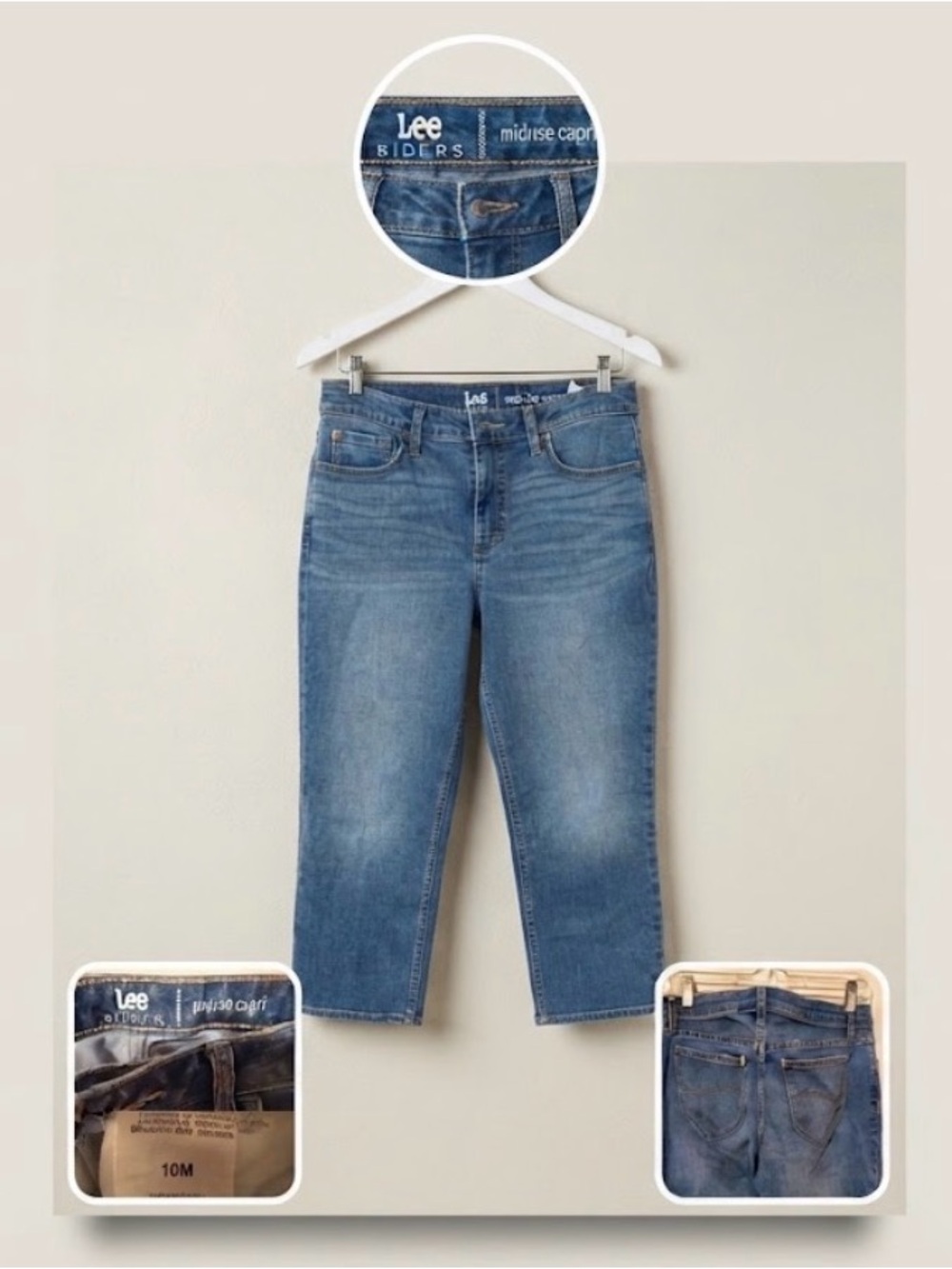 👖 Lee Riders Mid-Rise Denim Capris (Size 10M) ✨